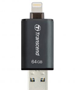 USB OTG 64 GB Mobile Storage for iOS Devices Transcend's JetDrive™ Go 300 Black Apple MFi Certified Lightning & USB 3.1 Gen 1 Type A connectors flash drive