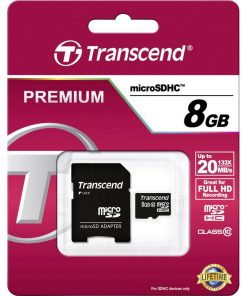 Thẻ nhớ microSD 8 GB Transcend's microSDHC Class 10 (Premium) 133x with adapter