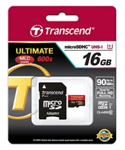 Thẻ nhớ microSD 16 GB Transcend's microSDHC Class 10 UHS-I 600x (Ultimate) kèm adapter