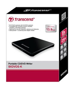 Thiết bị đọc/ghi đĩa DVD cắm ngoài Extra Slim Optical Storage Transcend's ultra-slim portable CD/DVD writer đen