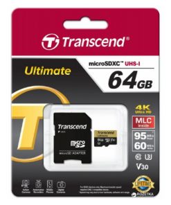 Thẻ nhớ microSD 64 GB Transcend's microSDXC UHS-I U3M (Ultimate) kèm adapter