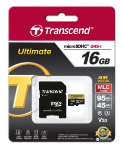 Thẻ nhớ microSD 16 GB Transcend's microSDHC UHS-I U3M (Ultimate) kèm adapter