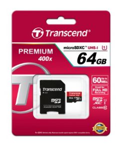 Thẻ nhớ microSD 64 GB Transcend's microSDXC Class 10 UHS-I 400x (Premium) kèm adapter