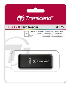 Đầu đọc thẻ nhớ USB 2.0 Transcend RDP5K Card Reader đen black