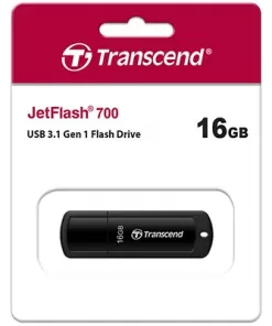 Transcend's JetFlash®700 USB 3.1 Gen 1 Type A connectors Flash Drive 16 GB Đen Black