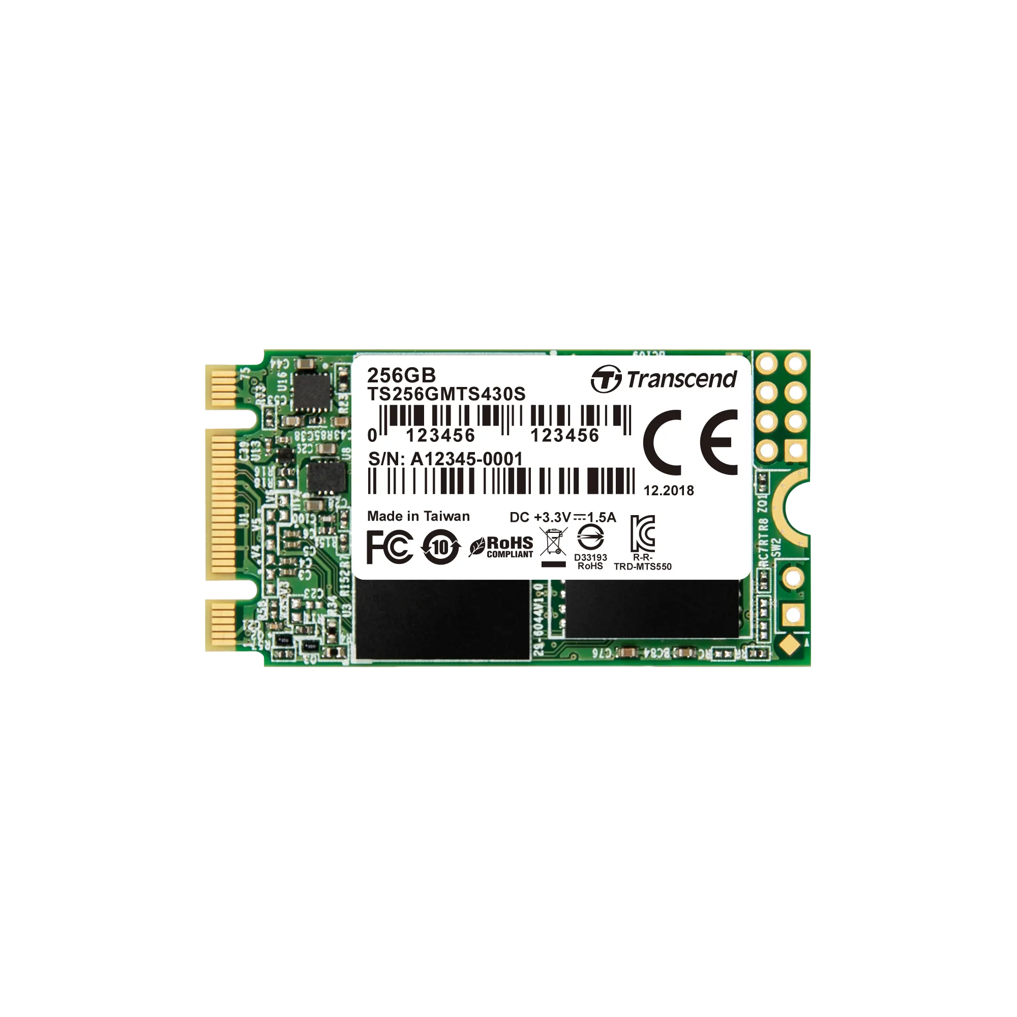 Transcend's ultra-compact SATA III 6Gb/s M.2 SSD 430S 256GB 3D NAND