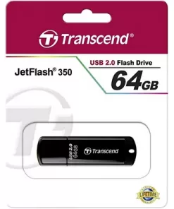 Transcend's JetFlash®350 USB 2.0 Type A connectors Flash Drive 64 GB Đen Black