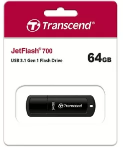 Transcend's JetFlash®700 USB 3.1 Gen 1 Type A connectors Flash Drive 64 GB Đen Black
