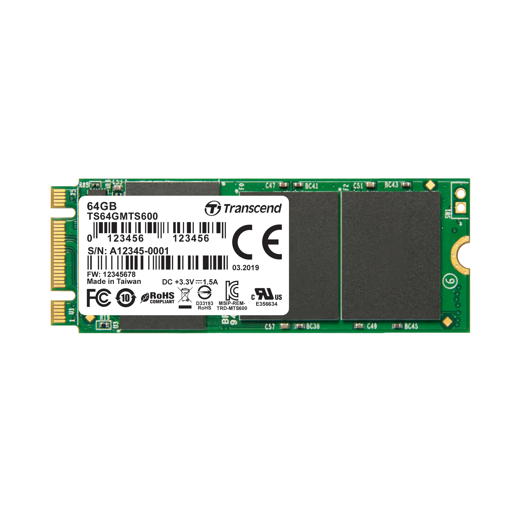 Transcend's SATA III 6Gb/s M.2 SSD 600 64GB MLC NAND
