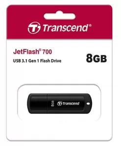 Transcend's JetFlash®700 USB 3.1 Gen 1 Type A connectors Flash Drive 8 GB Đen Black
