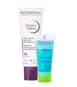Bộ đôi chăm sóc da Bioderma Kem dưỡng phục hồi da tổn thương Cicabio 40ml &  gel rửa mặt tạo bọt sébium 8ml