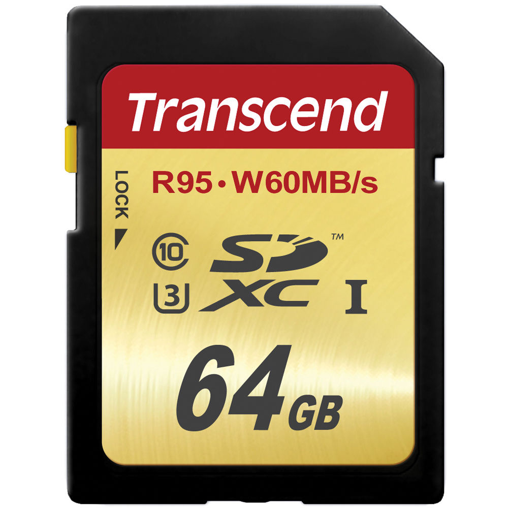 Thẻ nhớ SD card 64 GB Transcend SDXC UHS-I Speed Class 3 (U3) cards MLC Flash (R95, W60MB/s)